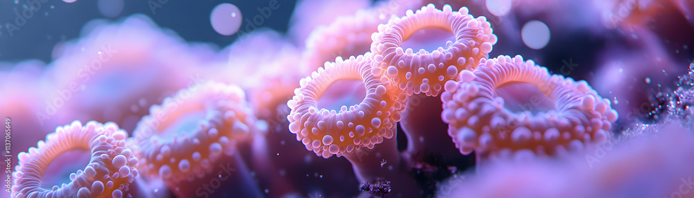 Vibrant Coral Polyp Cluster in Aquatic Bloom Vibrant Coral Polyp Cluster in Aquatic Bloom