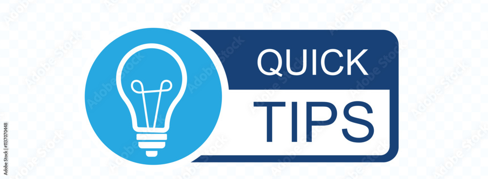 Quick tips logo with light bulb. Quick tips badge. Top tips, helpful tricks, tooltip, advice and idea for business and advertising. Vector Quick tips logo with light bulb. Quick tips badge. Top tips, helpful tricks, tooltip, advice and idea for business and advertising. Vector