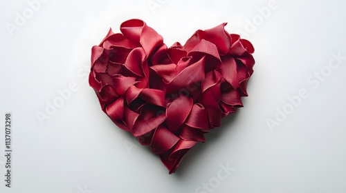 Wallpaper Mural Textured red fabric heart crafted with ribbon layers on a white backdrop, symbolizing love, romance, and Valentine's Day with minimalist elegance Torontodigital.ca