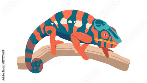 Colorful chameleon reptilian vector illustration