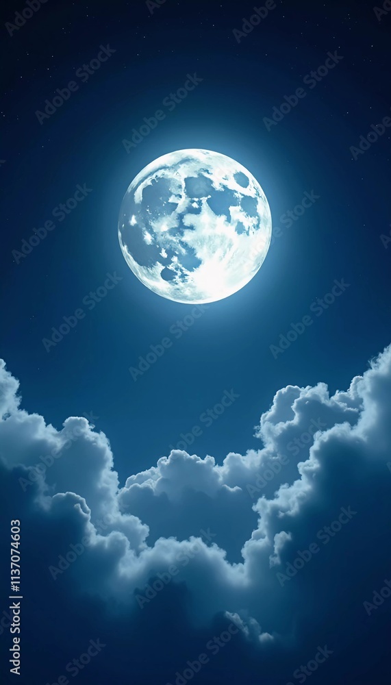 A luminous moon hangs in a dark sky, surrounded by soft clouds that create a dreamy ambiance. The scene invites quiet moments of reflection and wonder under the stars. Generative AI A luminous moon hangs in a dark sky, surrounded by soft clouds that create a dreamy ambiance. The scene invites quiet moments of reflection and wonder under the stars. Generative AI