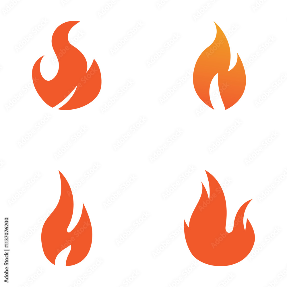 Fire Set logo design illustration and fire symbol Fire Set logo design illustration and fire symbol