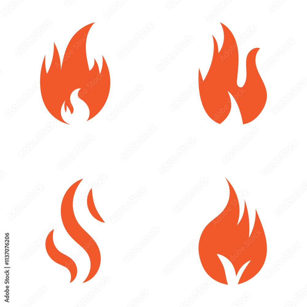 Fire Set logo design illustration and fire symbol Fire Set logo design illustration and fire symbol