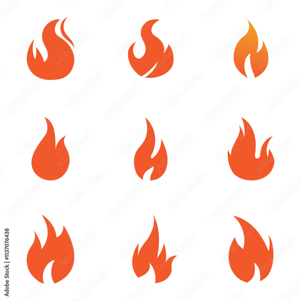 Fire Set logo design illustration and fire symbol Fire Set logo design illustration and fire symbol