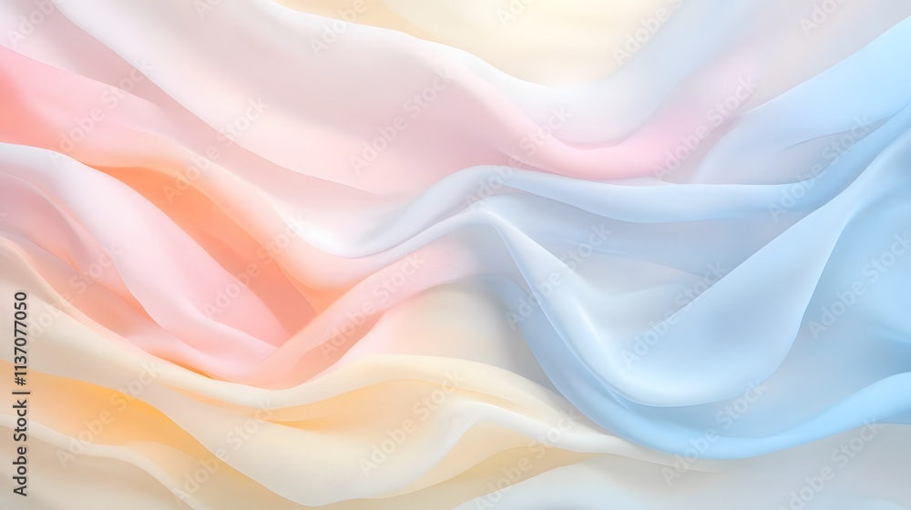 Fototapeta premium Pastel fabric waves flowing gently in soft light