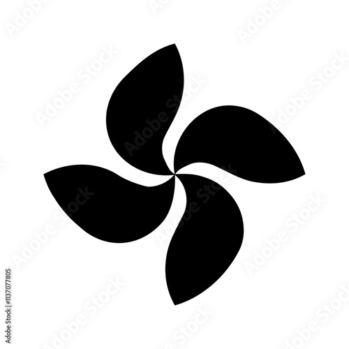 Round swirl, spin, spiral icon. Fan, propeller, ventilator, pinwheel toy, windmill sign. Whirlpool, vortex, vertigo or tornado symbol isolated on white background. Vector graphic illustration.