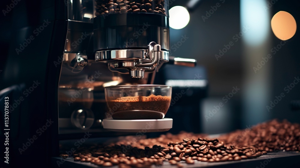 A photo of a coffee machines grinder A photo of a coffee machines grinder