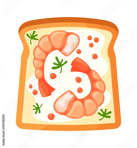 Shrimp sandwich on toasted bread