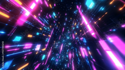 Vibrant 80s Retro Video Game Grid with Neon Blue.