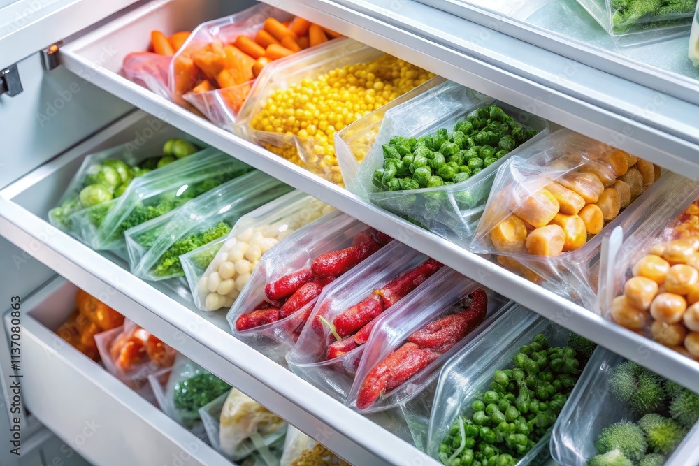 Overhead shot: Removing frozen food bags reveals readily accessible inner sockets. Overhead shot: Removing frozen food bags reveals readily accessible inner sockets.