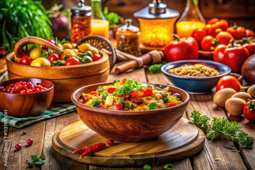 Scrumptious homemade food, captured in a candid, appetizing shot. Scrumptious homemade food, captured in a candid, appetizing shot.