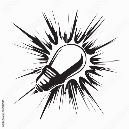 Vector Illustration of a Lightbulb Glowing Brightly, Symbolizing Ideas and Innovation in a Clear Design