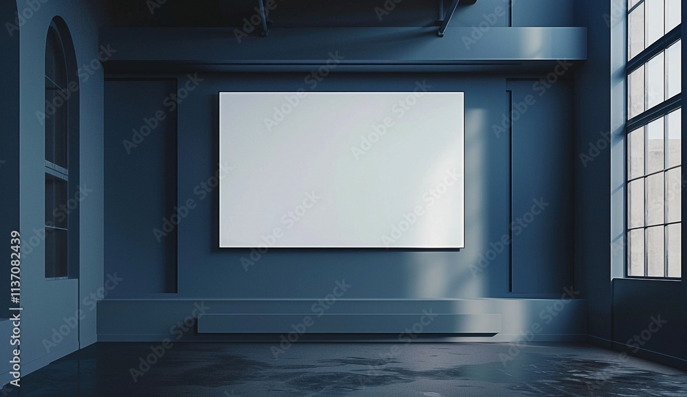Meeting Room with Blue Accent Walls and Projector Screen Meeting Room with Blue Accent Walls and Projector Screen