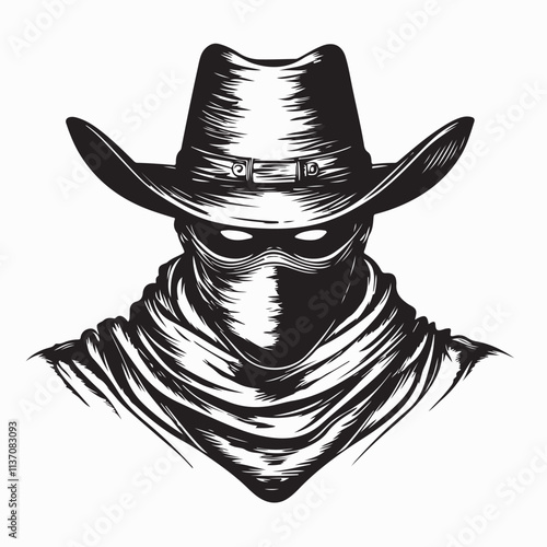 Bandit mask gangster head Image vector isolated on white background.