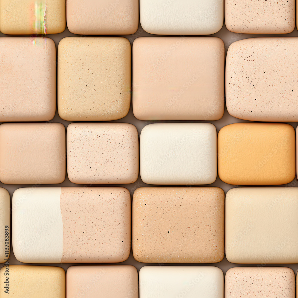 Seamless pattern of square tiles in soft beige and peach tones, creating warm and inviting texture. Ideal for backgrounds and design projects Seamless pattern of square tiles in soft beige and peach tones, creating warm and inviting texture. Ideal for backgrounds and design projects