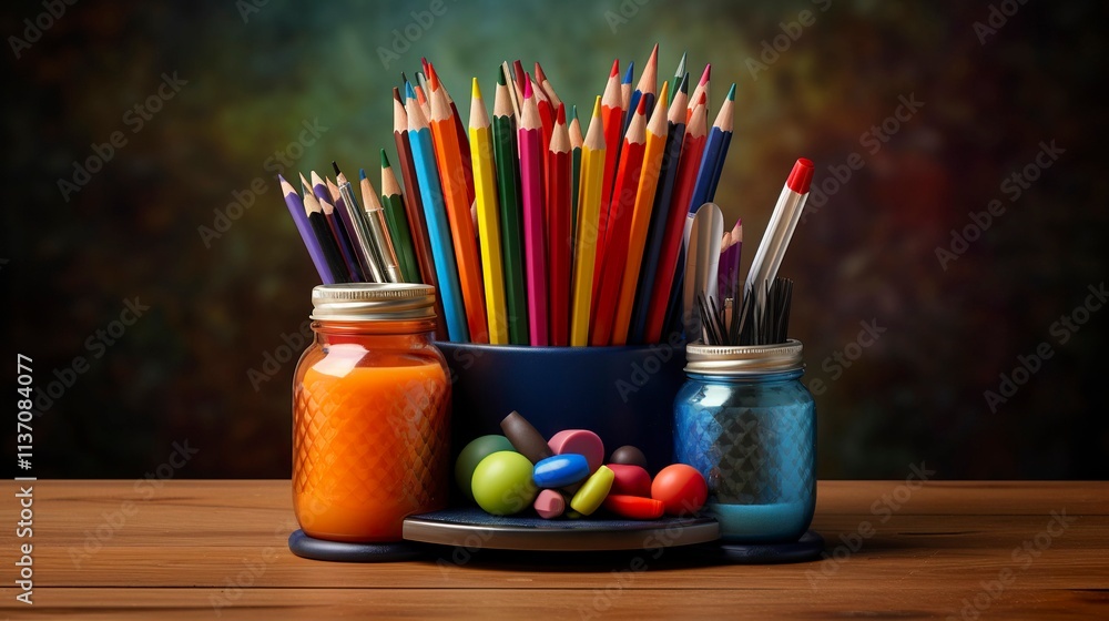 Obraz premium A photo of a desk caddy with compartments for pens