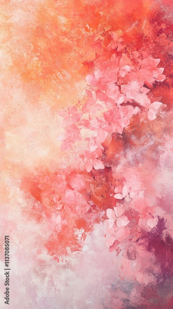 Obraz premium Beautiful watercolor painting of cherry blossoms with soft pink flowers against a dreamy textured background