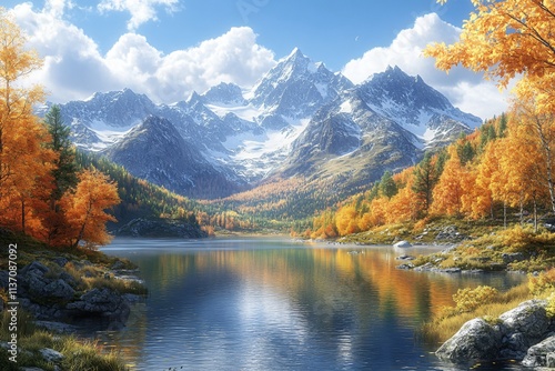 Majestic Autumn Mountain Lake Scenic Fall Landscape