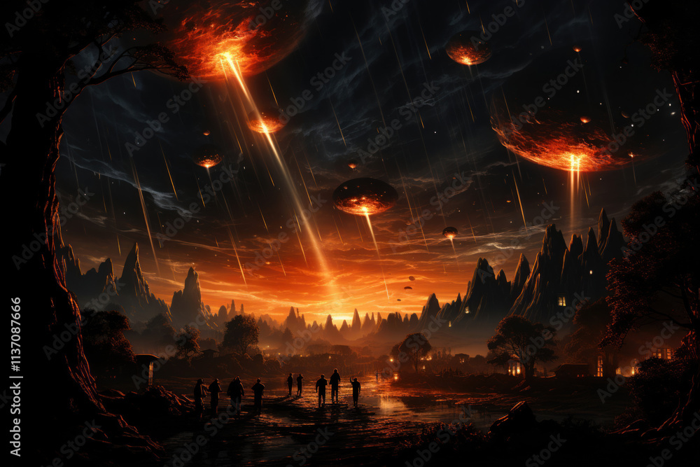 Fototapeta premium meteor shower,.