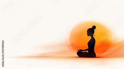 Wallpaper Mural Silhouette of a woman with a bun, sitting peacefully in a meditative posture, embodying serenity and mindfulness. Torontodigital.ca