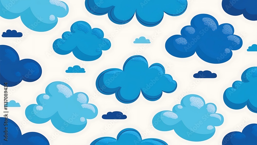 Blue Clouds Pattern Design Abstract Art Background