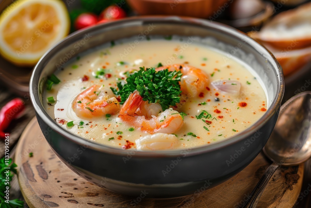 Seafood in creamy soup Seafood in creamy soup