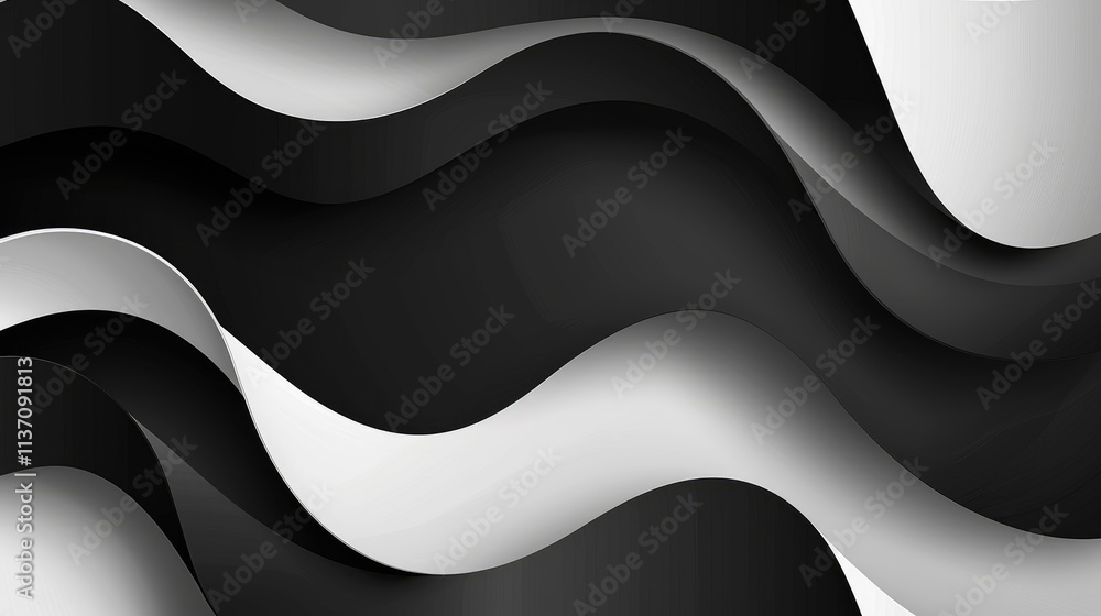 Abstract black and white waves create a modern, dynamic visual effect. Abstract black and white waves create a modern, dynamic visual effect.
