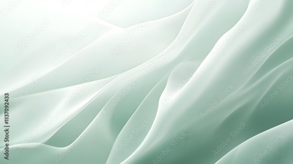 Abstract Green Fabric Draped Softly Elegant Waves Abstract Green Fabric Draped Softly Elegant Waves