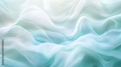 Abstract Pastel Blue Fabric Draped Waves