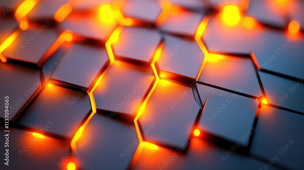 the image shows an abstract pattern of glowing hexagonsAbstract Glowing Hexagon Pattern the image shows an abstract pattern of glowing hexagonsAbstract Glowing Hexagon Pattern