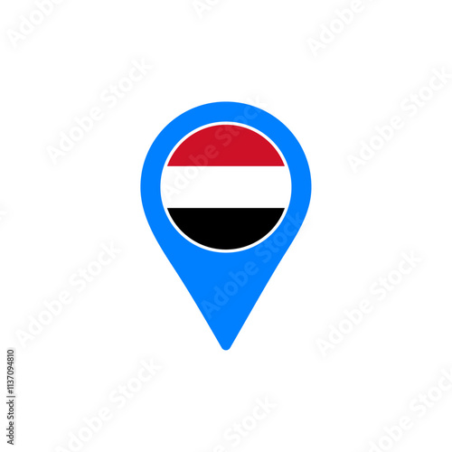 Free Download Yemen location pin vector illustration with national flag design - GFXLoad