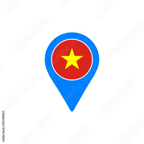 Vietnam location pin vector illustration with national flag design Free Download Vietnam location pin vector illustration with national flag design - GFXLoad