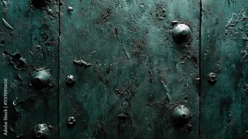 Dark Teal Textured Metal Background with Rivets Dark Teal Textured Metal Background with Rivets