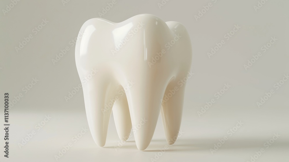 3D Rendered White Tooth on a Light Background 3D Rendered White Tooth on a Light Background