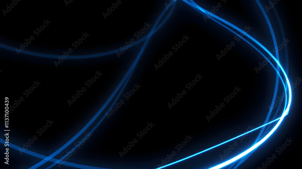 Dark abstract background with blue neon glowing lines Dark abstract background with blue neon glowing lines