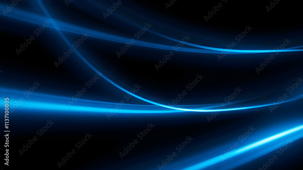Dark abstract background with blue neon glowing lines Dark abstract background with blue neon glowing lines