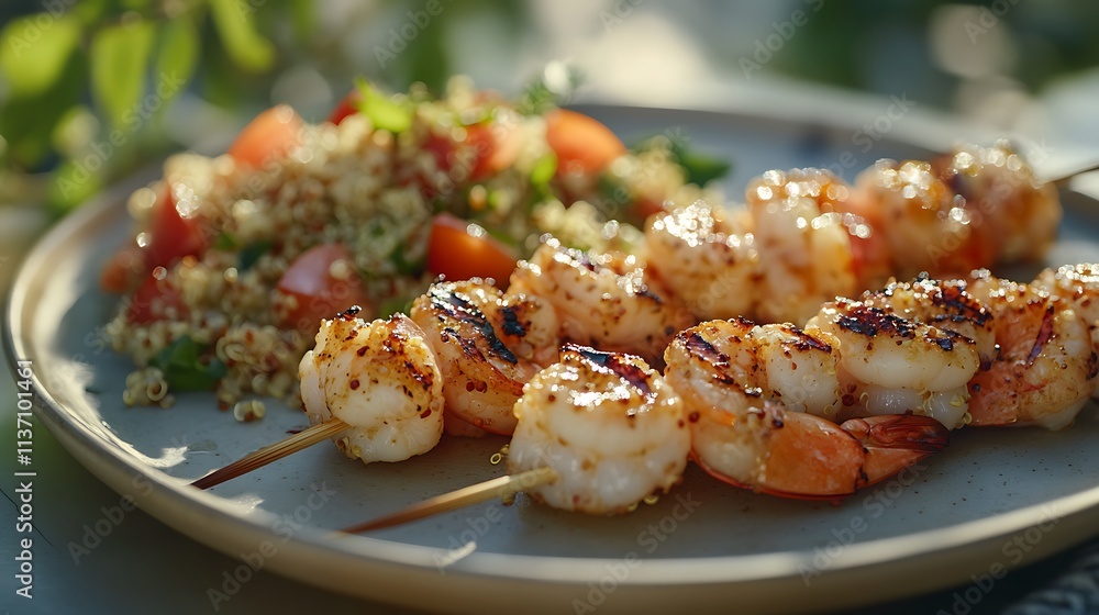 Grilled Shrimp Skewers with Quinoa Salad Grilled Shrimp Skewers with Quinoa Salad