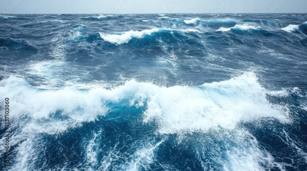 Fototapeta premium Rough Ocean Waves, Stormy Sea