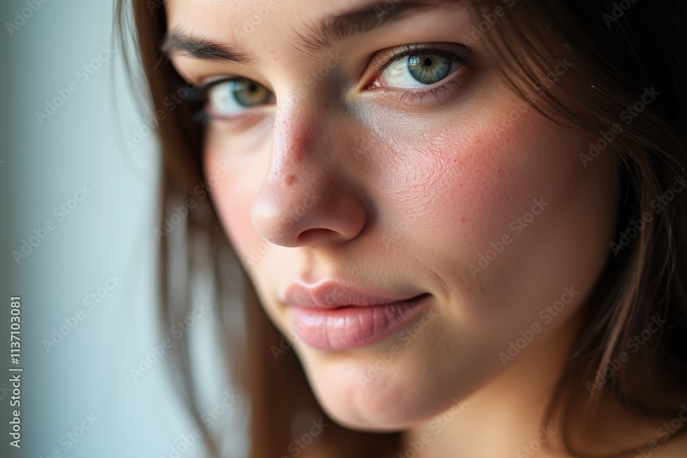 Capture the Beauty of a Young Woman's Face with Expressive Eyes and Soft Skin Tone, Perfect for Advertising and Marketing Campaigns Capture the Beauty of a Young Woman's Face with Expressive Eyes and Soft Skin Tone, Perfect for Advertising and Marketing Campaigns