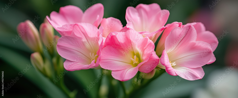 Close-up image of delicate pink freesias Close-up image of delicate pink freesias