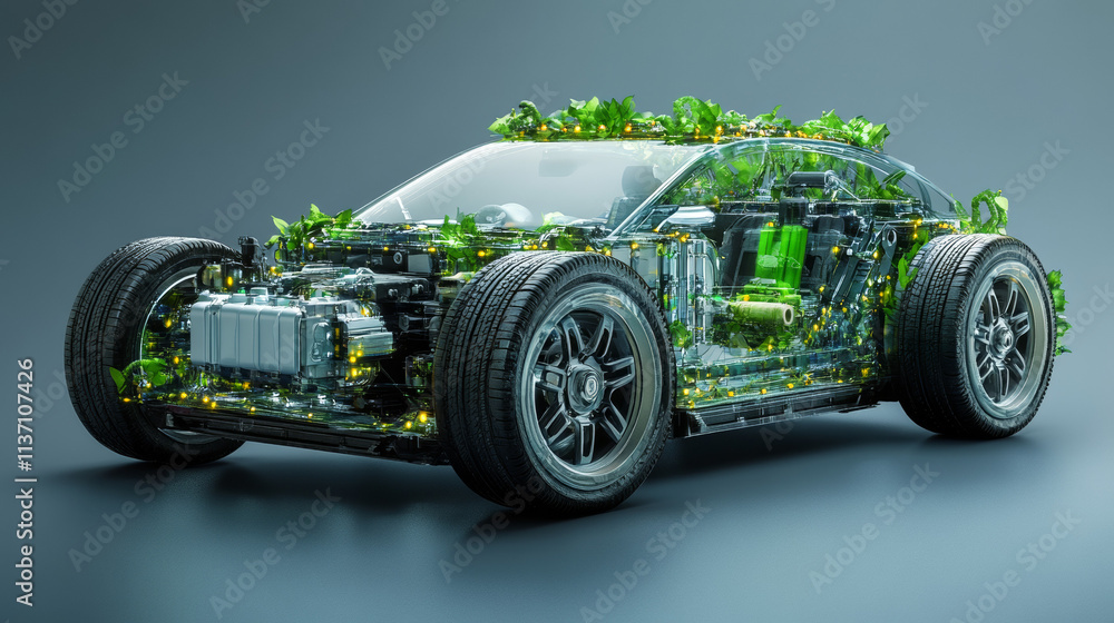 Eco-Friendly Electric Car: 3D Rendering of Sustainable Vehicle Design Eco-Friendly Electric Car: 3D Rendering of Sustainable Vehicle Design