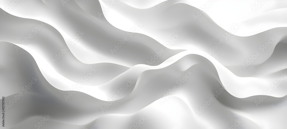 An abstract composition showcasing flowing white fabric waves with gentle curves, creating a serene and elegant atmosphere, perfect for artistic or design applications. An abstract composition showcasing flowing white fabric waves with gentle curves, creating a serene and elegant atmosphere, perfect for artistic or design applications.
