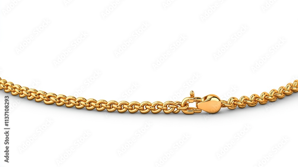 Elegant Gold Chain Necklace with Clasp on a White Background, Perfect for Jewelry Displays, Online Shops, and Fashion Advertisements Elegant Gold Chain Necklace with Clasp on a White Background, Perfect for Jewelry Displays, Online Shops, and Fashion Advertisements