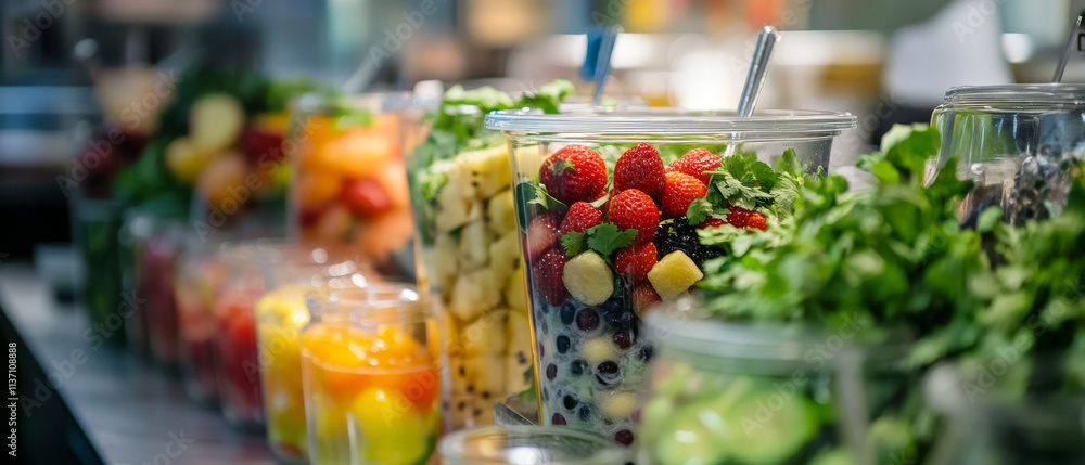Fresh Fruit and Herb Bubble Tea Station: Macro Photography Fresh Fruit and Herb Bubble Tea Station: Macro Photography