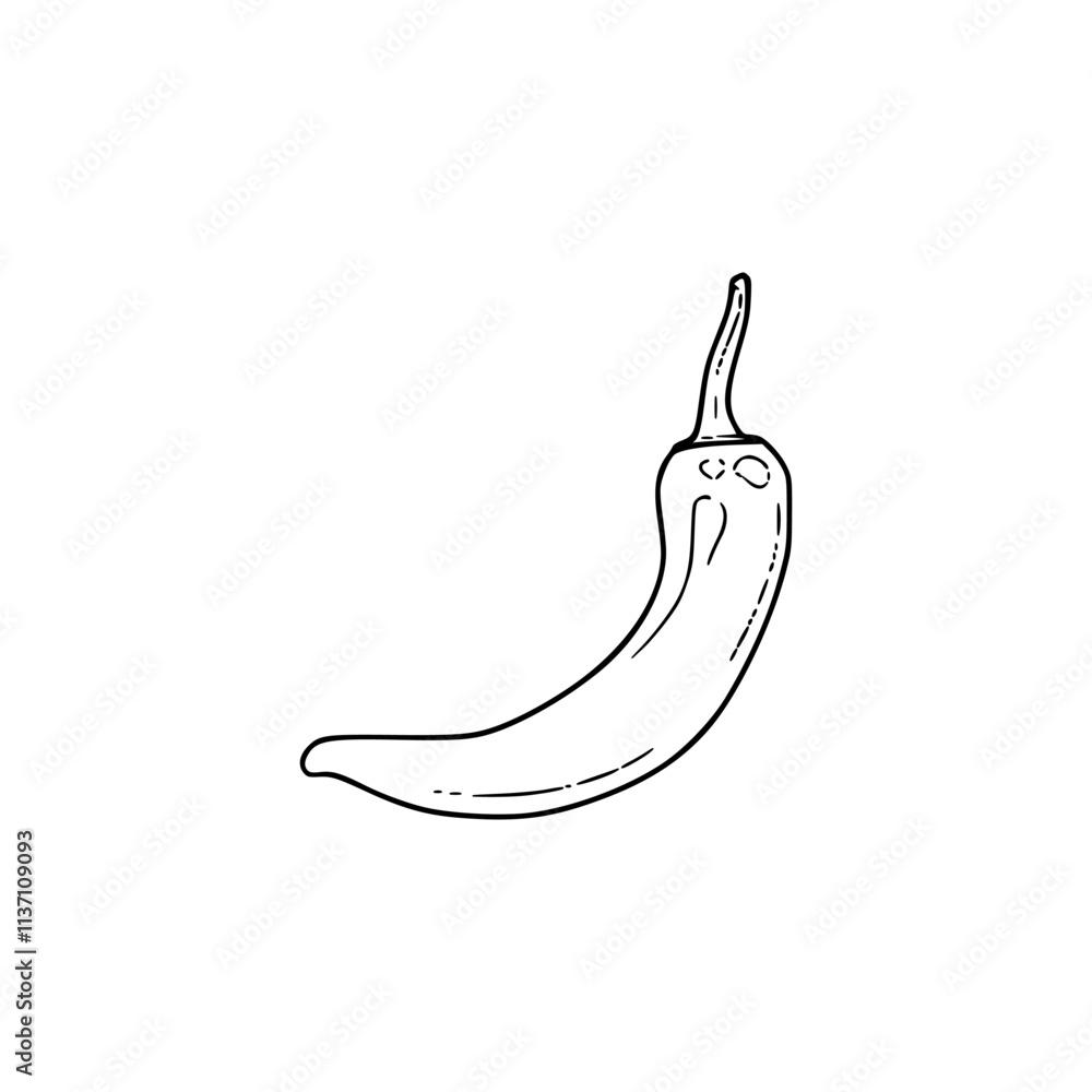 a line art drawing o a chili pepper for coloring page a line art drawing o a chili pepper for coloring page