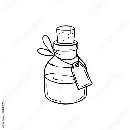 a black and white drawing of a alchemy potion vector design