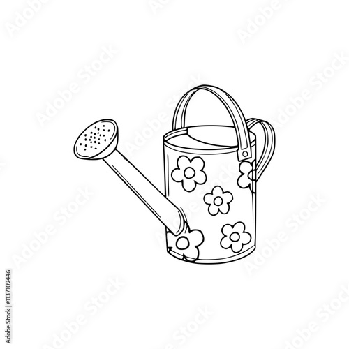 a watering can with flowers on it coloring page