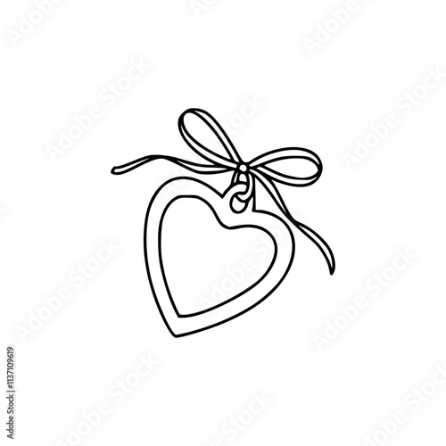  black and white drawing  of a heart shaped pendant icon