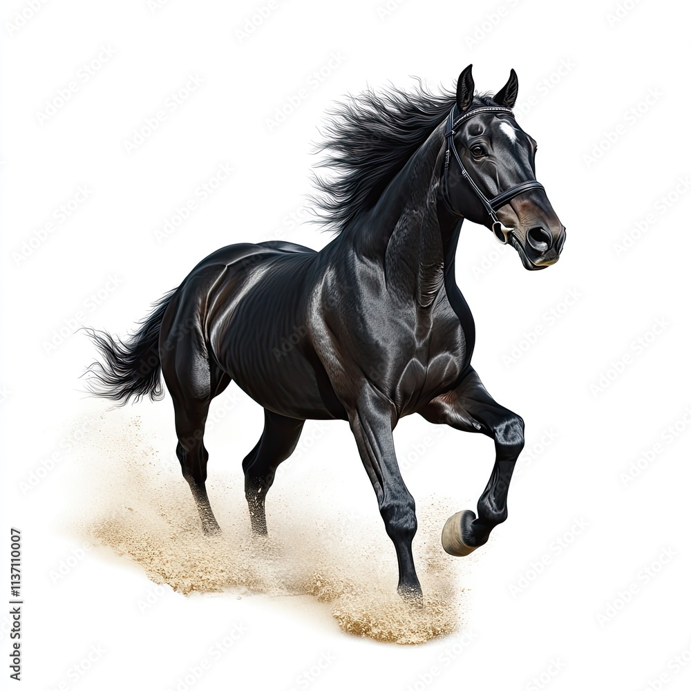 Majestic Black Horse Galloping on Sand with Wind Blowing Through Mane, Capturing the Spirit of Freedom and Strength in Motion, Perfect for Animal and Nature Themes Majestic Black Horse Galloping on Sand with Wind Blowing Through Mane, Capturing the Spirit of Freedom and Strength in Motion, Perfect for Animal and Nature Themes