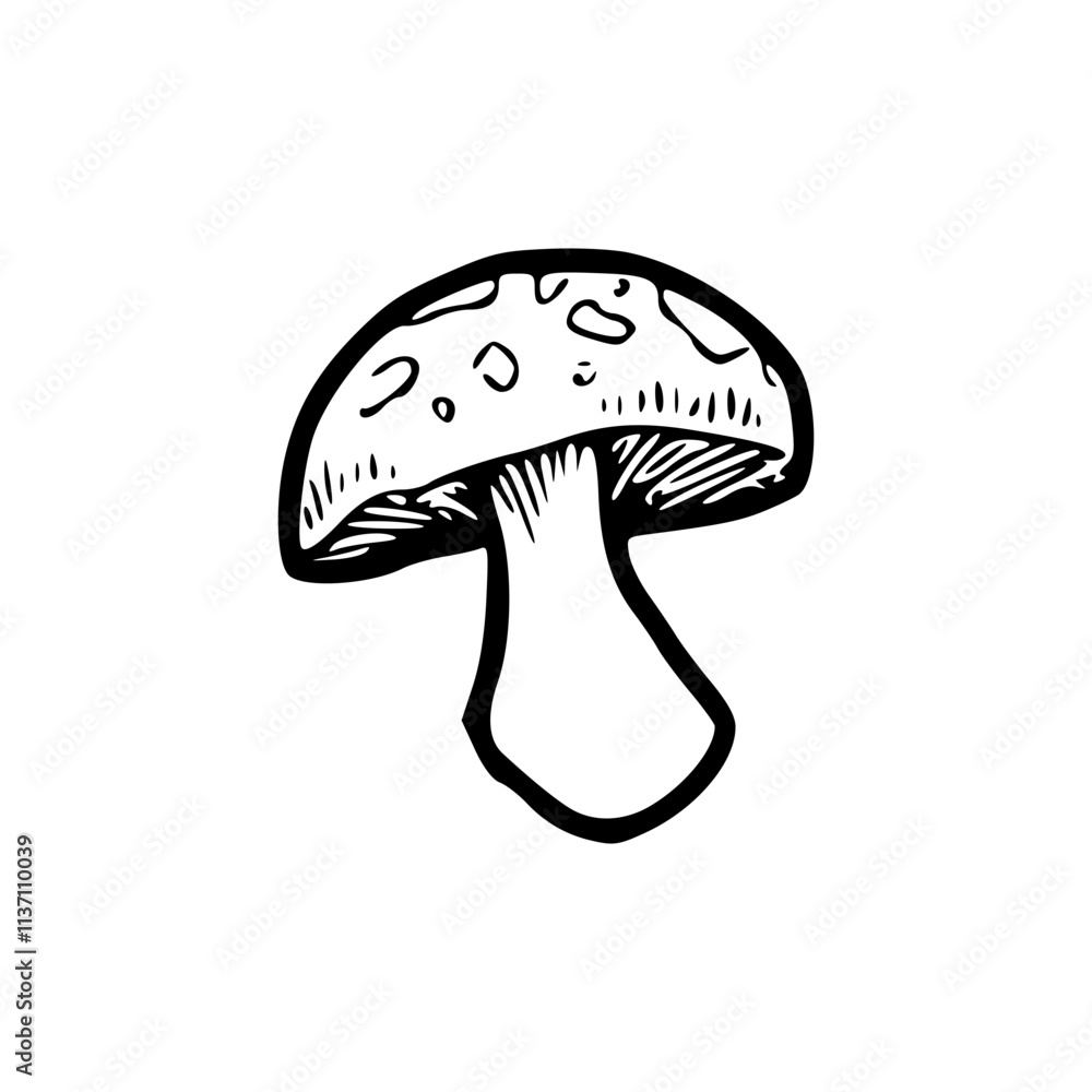 a black and white drawing of a mushroom illustration a black and white drawing of a mushroom illustration